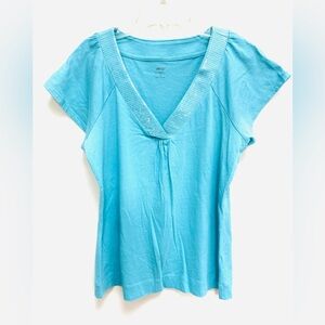 Apt. 9 Women's Sequin V-Neck Blue Shirt Top Size Medium